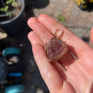 Handmade Watermelon Tourmaline Wire-Wrap Pendant